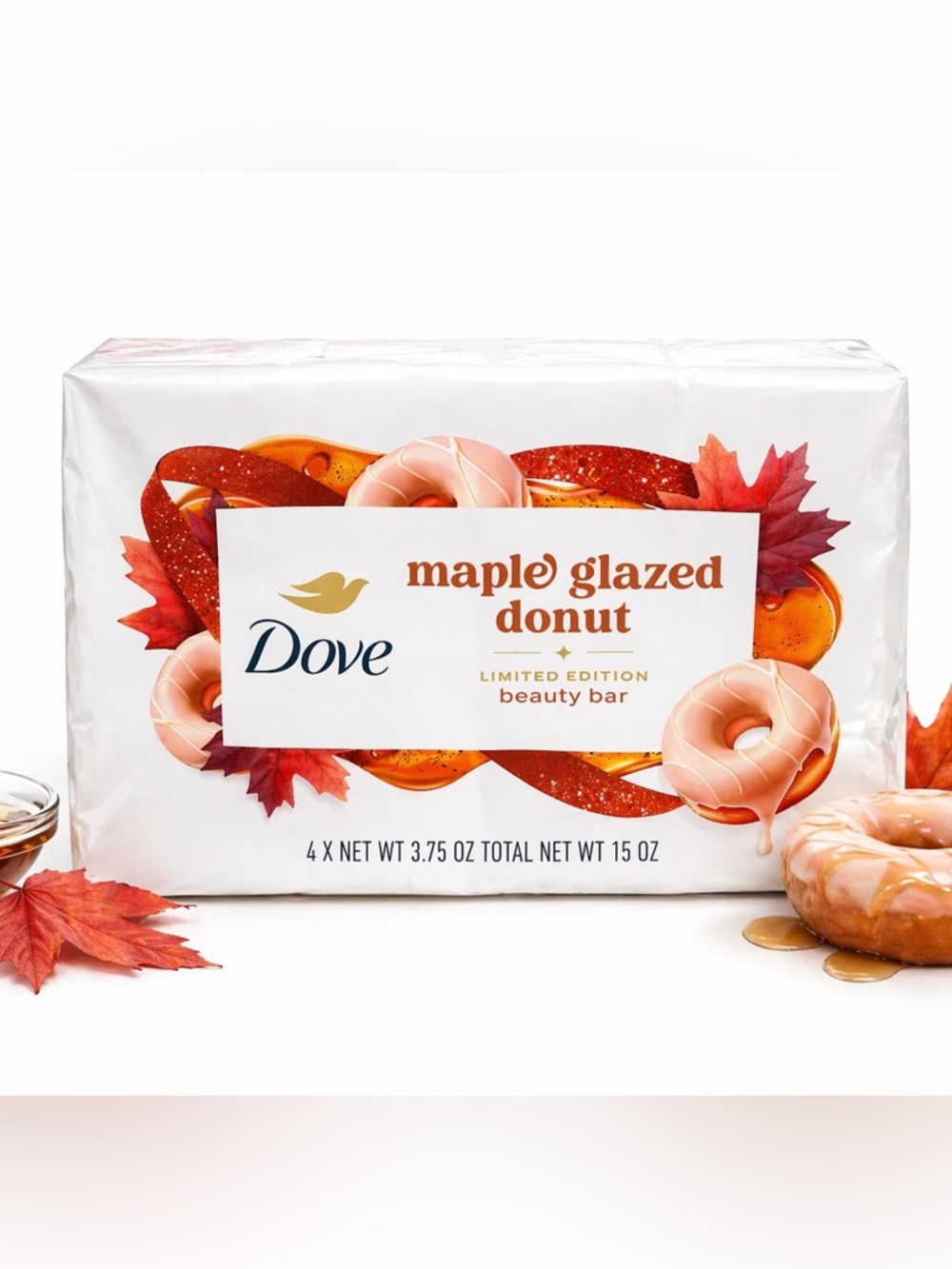 Dove Maple Glazed Donut Beauty Bar Soap 4-Pack Limited Edition